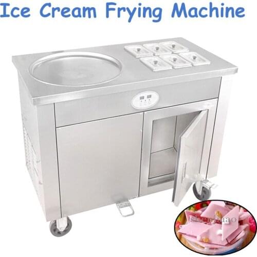 Commercial Fried Ice Cream With Single Pot And Cold Storage Cabinet Roll Fried Yogurt Machine Fried Milk Roll Machine CBJY-1D6A
