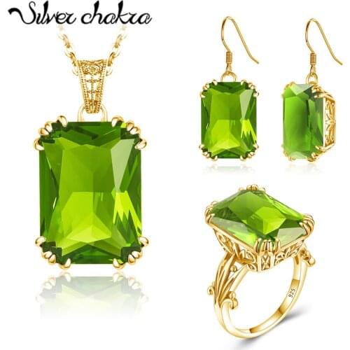 SILVER CHAKRA Womens Jewelry Sets 585 Gold Real Silver 925 Earrings Necklace Pendant Set Silver Jewelry For Women