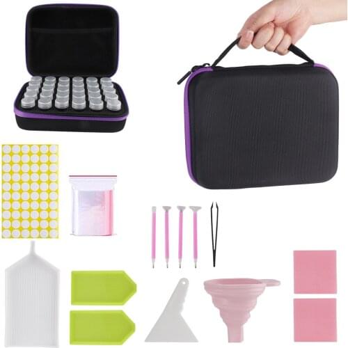 5D Diamond Accessory Storage Box 30 Grooved Bead Storage Box Point Drill Pen Accessory DIY Diamond Painting Zipper Box