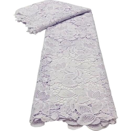 Pure White Guipure Cord Lace Latest High Quality Nigerian African Cord Guipure Punch Water Soluble Lace Fabric For Party Dress