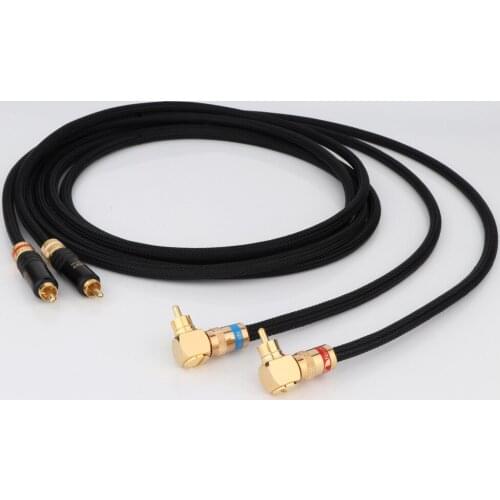 1 pcs HiFi 4N Copper RCA Interconnect Signal Cable With WBT RCA To Nakamichi Right Angle RCA Connector