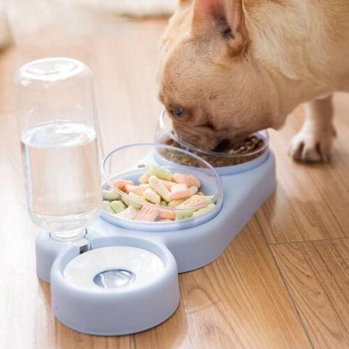 Dog Cat Bowl Automatic Feeder Dog Cat Stuff Food Bowl With Water Fountain Pet Double Drinking Bowl Feeder Bowls Food Storage