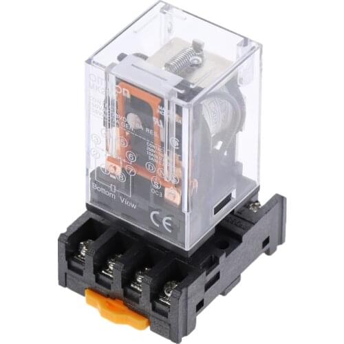 MK2P-I MK2P Intermediate Relay Small Electromagnetic Relay DC12V DC24V AC110V AC220V with Base 8PIN