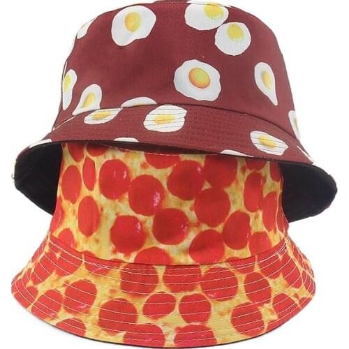 Bucket-Hats Egg Printing Sunscreen Men Women Fisherman Cat Cotton Fashion Anti-sun Outdoor Casual Travel Panama Hat