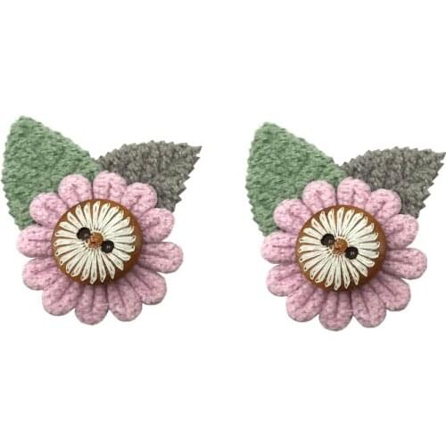 40pcs/lot 3.2*3cm sun flower Patches Appliques for Craft Clothes Sewing Supplies DIY Hair Clip Accessories