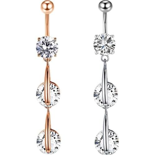 JUNLOWPY Piercing Navel Surgical Steel Crystal Rhinestone Belly Button Rings Navel Piercing Ombligo Ball Nombril Dangle Belly