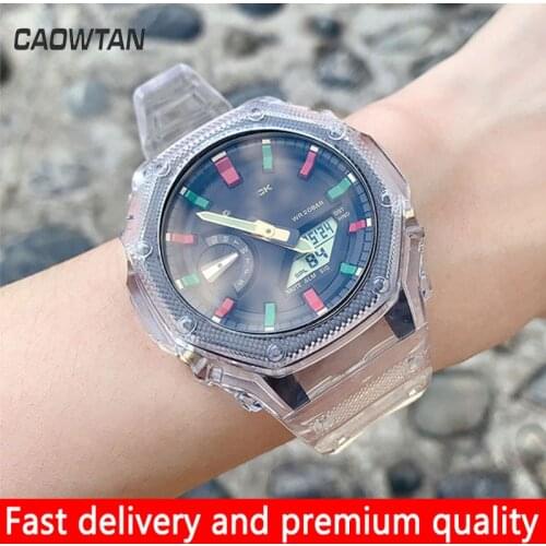 Transparent Resin Watchband and Case For Casio GA2100 Watch Accessories Colorful Silicone Watch Strap Casio Replacement