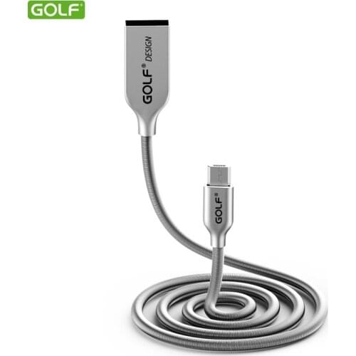 GOLF 1m Zinc Alloy Spring Charger For Samsung S3 S4 S6 Edge Plus S7 Edge Note 2 4 5 J5 J7 2016 Data Sync USB Cable Wire
