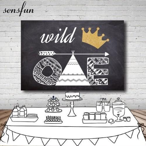 Sensfun Gold Crown Wild One Children Birthday Party Backdrop Tepee Photographic Backgrounds Studio New Photocall