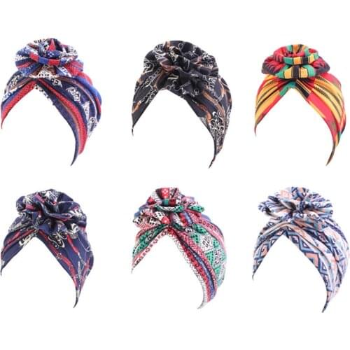 58cm Hair Caps Turban Hat Bohemia Style Women Flower Hijab Caps Beanie India Hat Muslim Scarf Night Sleep Cap Hair Styling Tools