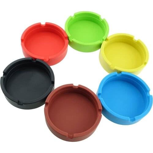 6 Color of Colorful Premium Quality Silicone Rubber High Temperature Resistant With Round Design Ashtray For Indoor And Outdoor