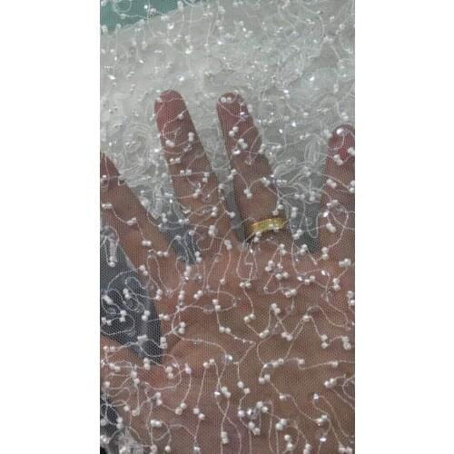 SYJ-3913 Latest African Laces Fabrics Embroidered African tulle French Lace Fabric With beads African French Net Lace