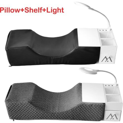 Comfortable Lash Pillow with Shelf& Light for Eyelash Extension For Beauty Salon Grafting Eyelashes Memory Foam Eyelash Pillow