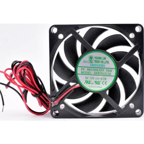 DFB701512H 7cm 70mm fan 70x70x15mm DC12V 4.2w 2 wires 2 balls Cooling fan with large air volume for chassis power supply