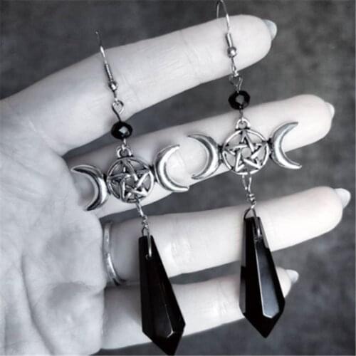 Moon Glass Crystal Drop Earrings Crystal Earrings Wiccan Jewelry Witch Women Gift Fashion Star Celestial Pendant 2020 New