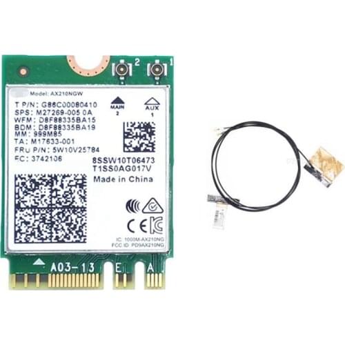WI-FI 6E Bluetooth 5.2 for AX210 Dual Band 3000Mbps M.2 Wireless Card AX210NGW 2.4G/5G 802.11Ax with IPEX Antenna