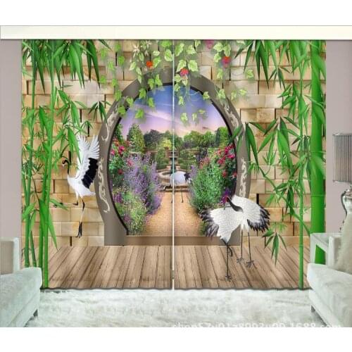 Kitchen and living room curtain Red-crowned crane 3D Window Curtains luxury Room kids Bedroom Cortinas Drapes Rideaux pillowcase