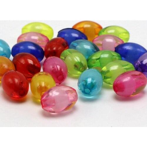 100 Mixed Color Acrylic Oval Tube Spacer Beads 14X9mm "Bead in Bead"