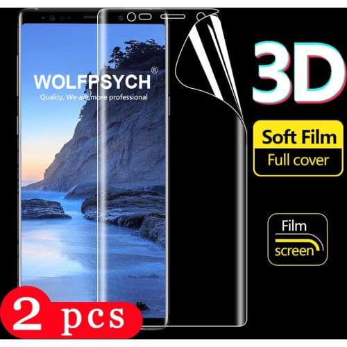2Pcs full cover for samsung Galaxy a6 a7 a8 2018 hydrogel film note 8 9 10 pro plus j7 pro 2017 Not Glass phone screen protector
