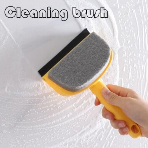 2In1 Cleaning Brush Wall-mounted Glass Sponge Wiper Brush Silicone Rubber Squeegee With Blade Window Cleaner Home Accessories