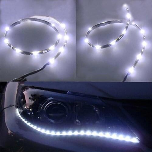 4 Pcs 30cm 3528 SMD 15 LED Car Truck Grill Flexible Waterproof Light Strips Automotive Exterior Decorative Light Self-Adhesive