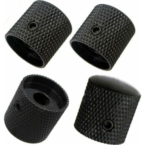 4Pcs Brass Dome Knob Guitar Bass Volume Tone Control Knobs with Screw Type Black