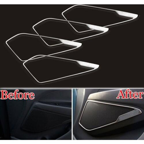 4Pcs Stainless Steel Car Door Speaker Audio Ring Cover Trim Interior Fit For Hyundai Tucson 2016 Accessories Car Styling