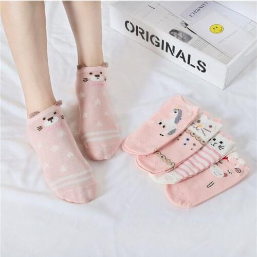 5Pairs/lots Fashion Cartoon Character Lovely Customized Women Socks Harajuku Funny Skateboard Cute Patterned Female Cotton Sox