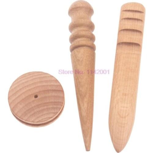 500set Handmade Multi-Size Burnishing Rod for Leather Craft Edges Slicker Round Wood DIY Leathercraft Tool for handwork leather
