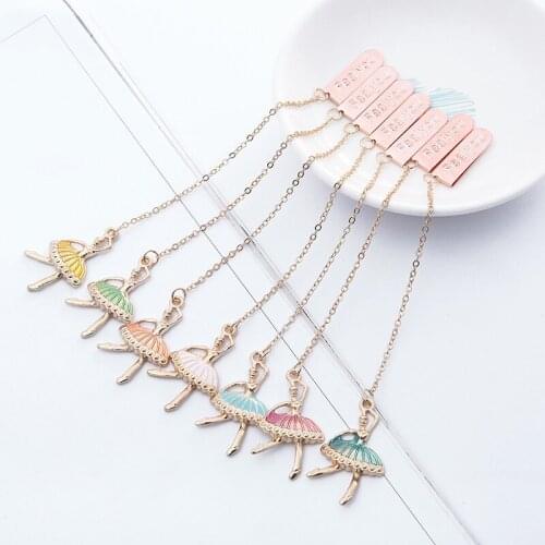7 Pcs/Set Colorful Ballet Girls Exquisite Metal Pendant Bookmark Cartoon Book Holder Gift Stationery