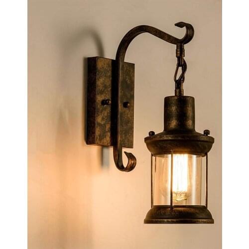 American Vintage Wall Light Industrial Lighting Retro Metal Wall lamp Indoor Home Restaurant Lights Fixture Glass Shade Cover