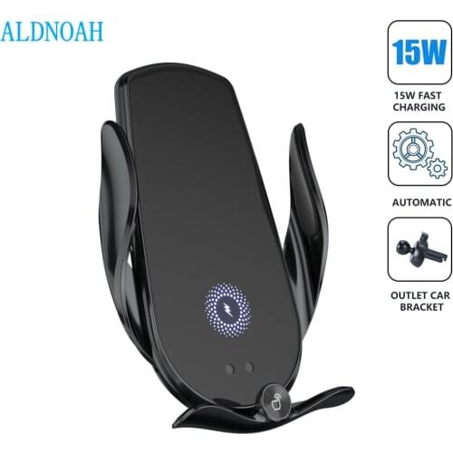 15W Automatic Clamping Car Wireless Charger For iPhone 11 12 XS Huawei LG Infrared Induction Qi Fast Wireless Charger Car