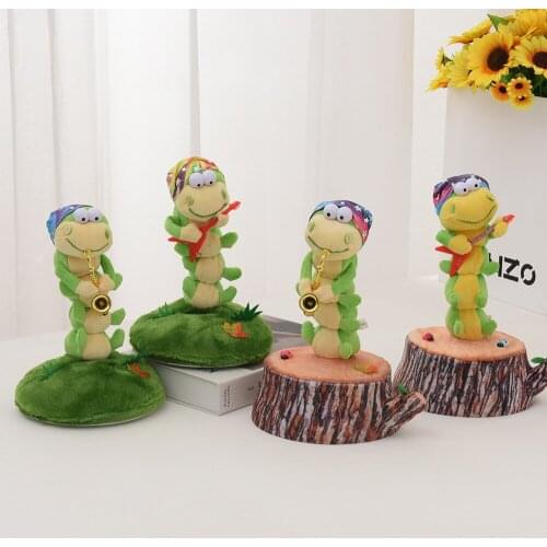 Can Sing And Dance Play Saxophone Guitar Electric Caterpillar Kawaii Plush Toys Anime Doll Stuffed Toy Gift For Children