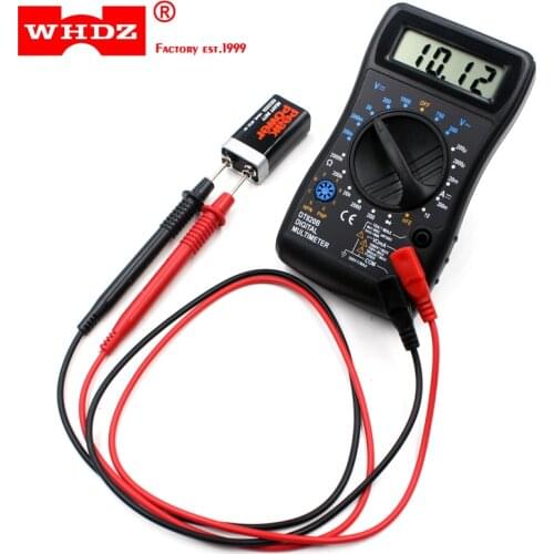 WHDZ DT820B Digital Multimeter Mini Protable with Overload protection Voltmeter Ampere Ohm Tester Probe DC AC LCD Black Color