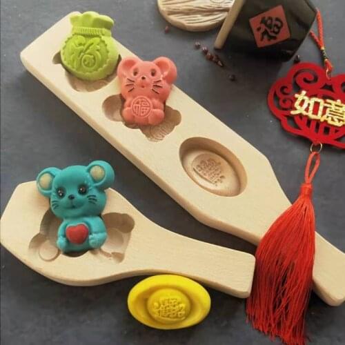 Wood Material Baking Moon Cakes Moulds Pastries Steamed Buns Printing Noodles Fruits Mooncakes Wooden Cutters Flat Molds
