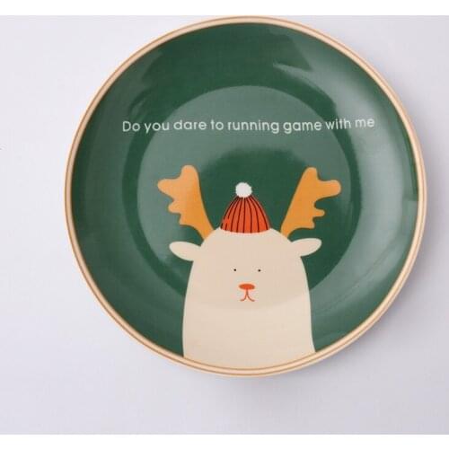 Childrens plate fruit plate sheep Western food ceramic creative breakfast cartoon cartoon steak underglaze color white rabbit