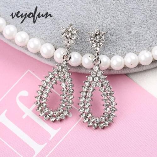 Veyofun Elegant Rhinestone Drop Earrings Trendy Hollow out Dangle Earrings Jewelry for Women