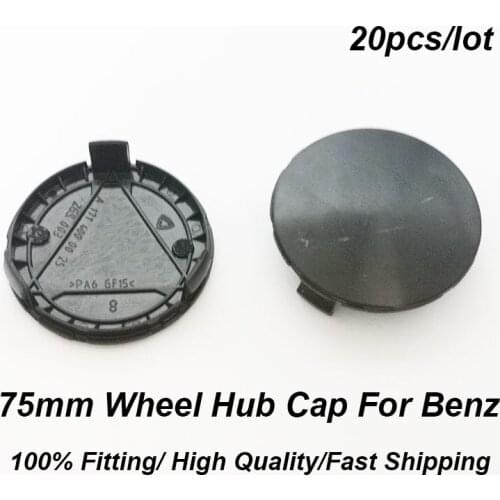 Hot selling 20pcs/set ABS black base Car Emblem Logo Wheel Center Cap Covers 75MM 7.5CM For W211 W203 W204 W124 W201