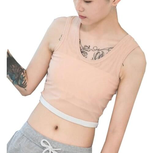 HaleyChan Ice Silk Half Length Pullover Chest Binder Without Clips Corset for Tomboy Trans Lesbian Transgender Ftm Tube Top Bra