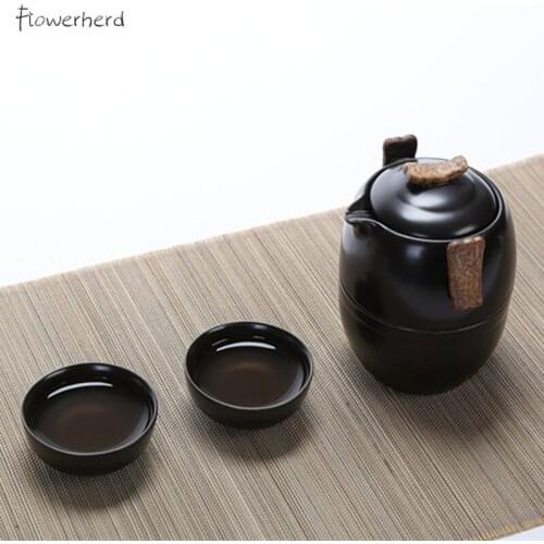 Ceramic Travel Kung Fu Tea Set Teaware Celadon One Pot Two Cups Portable Travel Tea Sets Tea Pot and Cup Set