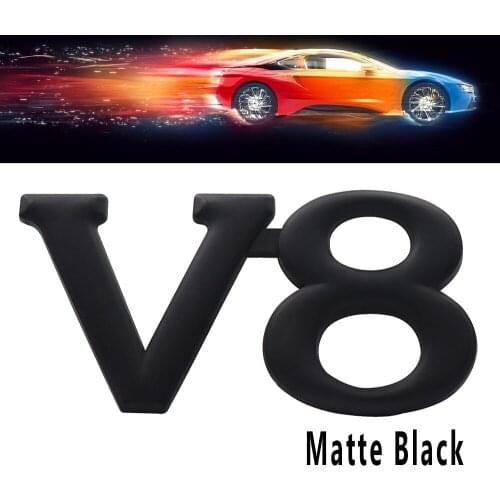 Matte Black V8 for V8 engine Fender Trunk Rear Nameplate Emblem Badge Sticker
