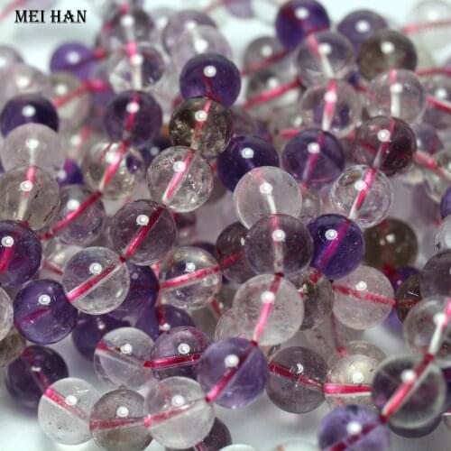 Meihan (2 bracelets/set) natural 9.5-10.5mm super 7 crystal quartz smooth round european beads stone for jewelry making design