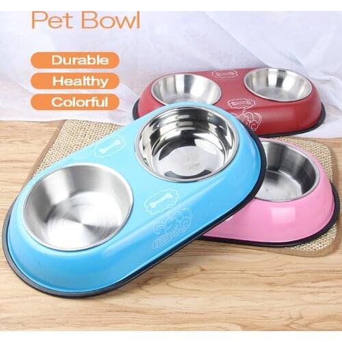 Pet Feeding Double Bowls Dog Cat Food Station Stainless Steel Water Food Bowls Feeder Solution for Dogs Cats supplies