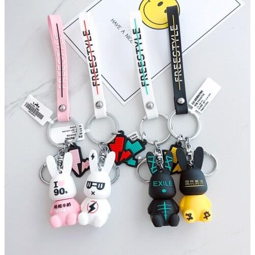 Fashion Rabbit Animation Keychain Creative Cute Charm Keychain Female Charm Bag Pendant Friend Gift Couple Mobile Phone Keychain