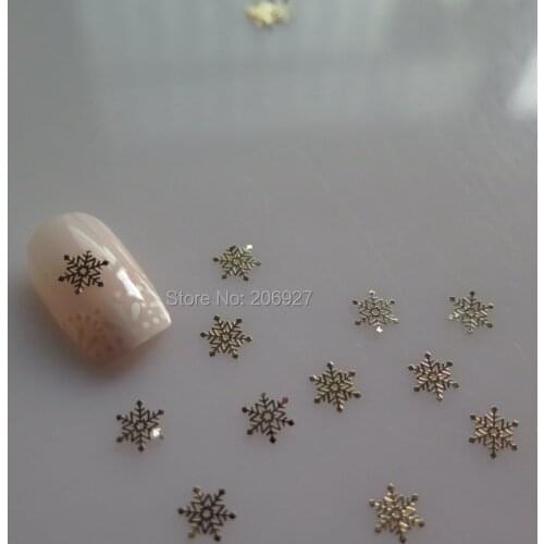 MS336-2 100pcs Gold Cute Snowflake Metal Sticker Nail Art Metal Sticker Nail Art Decoration Non-adhesive Sticker