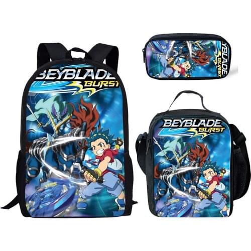 Anime Beyblade Burst Print School Bag Sets For Teenager Boys Cool Cartoon Lunch Box Kids Crossbody Bag Children Pen Box Bookbags