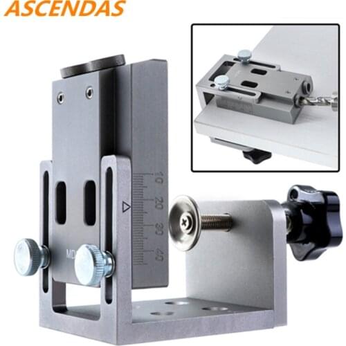ASCENDAS Aluminum Alloy Pocket Hole Jig 9mm Drill Guide Wood Doweling Jig Drilling Hole Locator Guide Woodworking Tools TP-0212