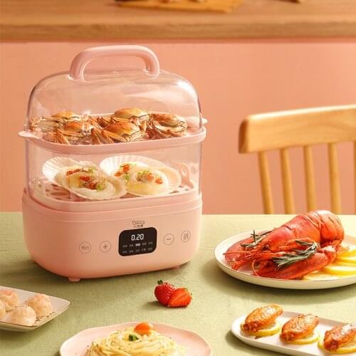 6L Food Steamer 2 Layers Removable 10 Hours Reservation Food Warmer Reheat Automatic Insulation Washable Base Steam Pot Cookware