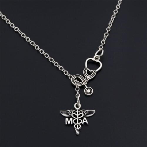 1pc LPN MA NP RN PA Nurse Doctor Charms Stethoscope Charms Metal Alloy Pendant Necklace Medical Jewelry Gift For Women