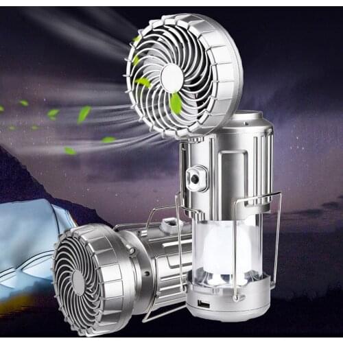 Portable 2 in 1 Camp Solar Lamp with Fan Camping Light Waterproof Outdoor LED Lantern For Hiking Fishing BBQ Emergency lamp